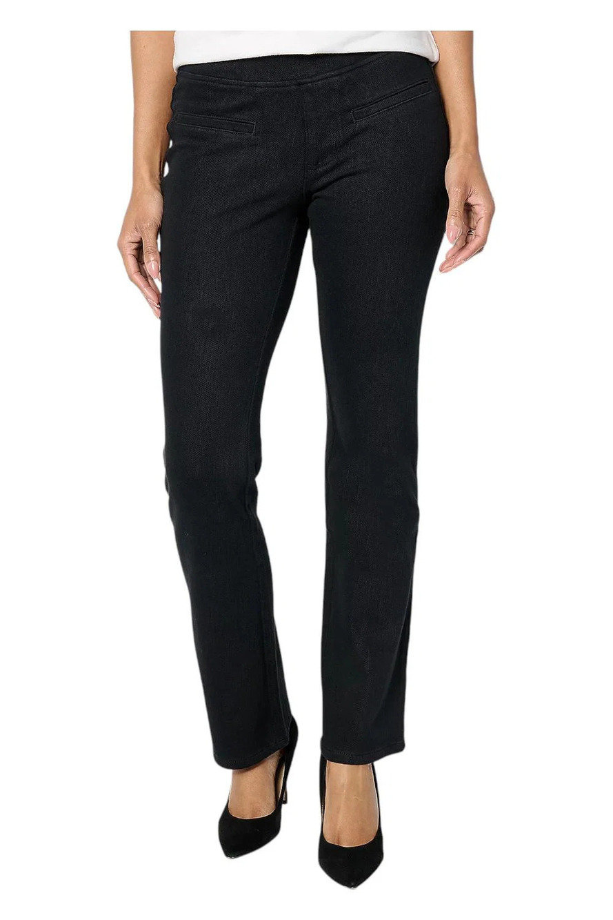 Belle by Kim Gravel Women's Flexibelle Faux WeltPkt BootCut Jean Black - Plus